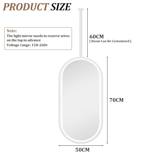 Miroir de salle de bain avec tige de suspension et LED variable - 3