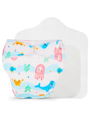 Image of SuperBottoms Freesize UNO SuperSoft Cloth Diaper (with Velcro) | Reusable, Adjustable Cloth Diaper for Babies | Dry Feel Comfort | Fits from 3 Months to 3 Years | Washable & Rash-Free | Bubble Buddies