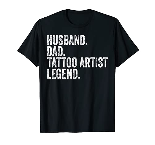 Homem Husband Dad Tattoo Artist Legend Shirt Funny Father's Day t-shirt, Preto, S