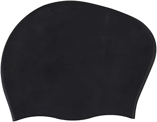 Bestwear Women and Girls Long Hair Silicone Swim Cap Waterproof Bathing Pool Swimming Cap 3D Soft Stretchable Durable and Anti-Slip Swim Hat (Black)