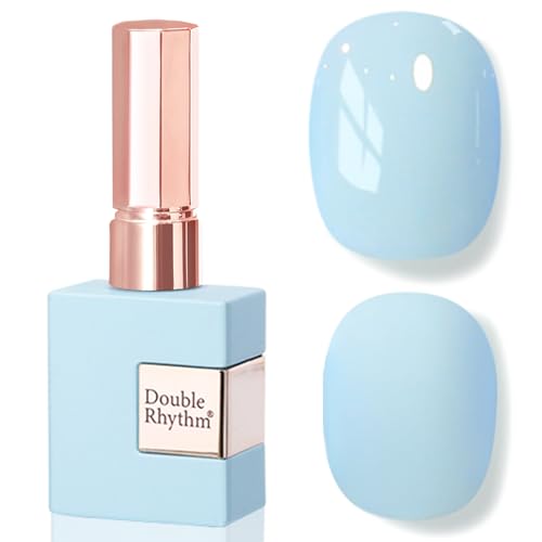 Double Rhythm 0.5 Oz Gel Nail Polish Neutral Natural Same Color Same Bottle Translucent Light Milky Pastel 15ML Manicure French Design Art DIY at Home (Pale Blue-A1055)