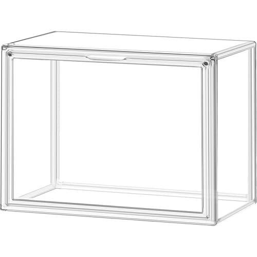 10 Pack Purse Organizer for Closet, 14.1''x8.6''x10.9 '' Clear Acrylic Display Case with Magnetic Door, X-Large Plastic Stackable Handbag Organizer for Collectibles, Figures, Size 14 Shoes, Cosmetic