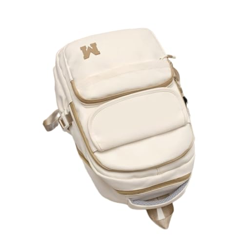 Sac à dos japonais blanc Harajuku bohème zippé avec grand compartiment en nylon