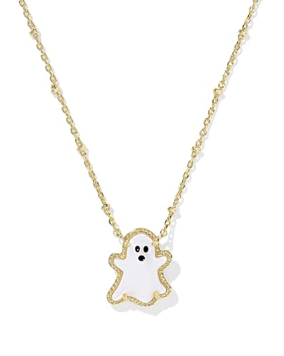 Kendra Scott Ghost Short Pendant Necklace, 14K Gold-Plated Brass, Fashion Jewelry for Women, White Mop
