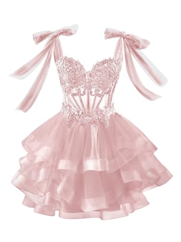 Tiered Tulle Short Homecoming Dresses 2025 for Teens Lace Applique Sweet 16 Prom Dress Formal Cocktail Party Gown2