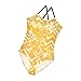 KLL Fashion Zigzag Pattern Yellow Bathing Suit for Girls, 1 Piece Swimwear Adjustable Strap UPF 50+ Summer 4T