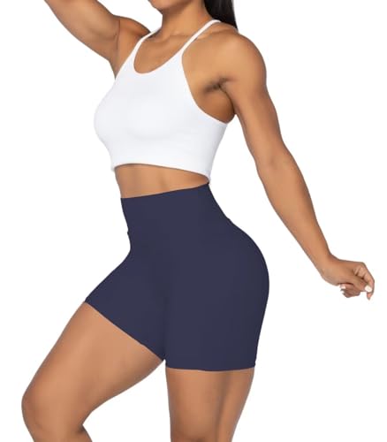 Image of Sunzel No Front Seam Biker Shorts for Women with Pockets, Yoga Workout Gym Bike Shorts with Tummy Control