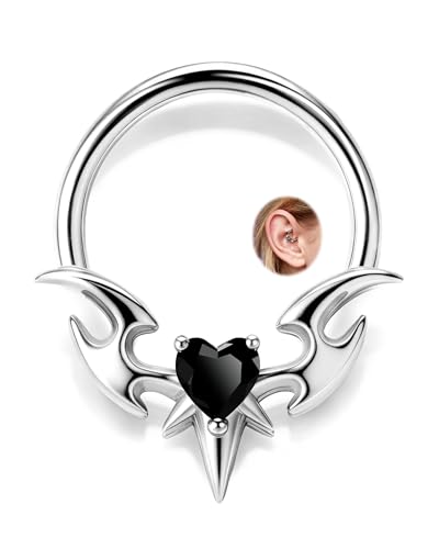 CM Crareesi Mania Demonic Wings �Z�v�^�������O 316L �X�e�����X�X�`�[�� �Z�v�^���s�A�X �W���G���[ �S�V�b�N �Z�v�^�� �N���b�J�[�����O 16G �_�C�X �C�������O �n�[�g CZ �w���b�N�X �C�������O, ����, �L��