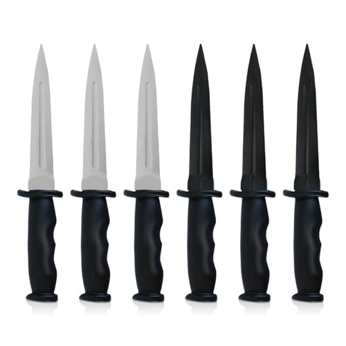 Sporgo 6 Stück Rubber Training Knife Fake Messer für Kampfkunst Training, Kampfsport Gummi Trainingsmesser, Trainingswaffen Gefälschte Gummimesser, Scream Messer Schwarz