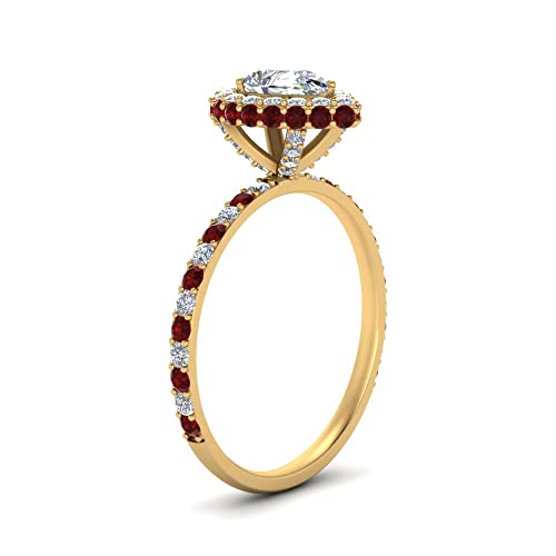 Image of Choose Your Gemstone Pave Rollover Pear Halo Engagement Ring Yellow Gold Plated Pear Shape Halo Engagement Rings Matching Jewelry Wedding Jewelry Easy to Wear Gifts US Size 4 to 12