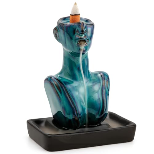 Brûleur d'encens céramique bleu backflow avec cônes refoulement - 2