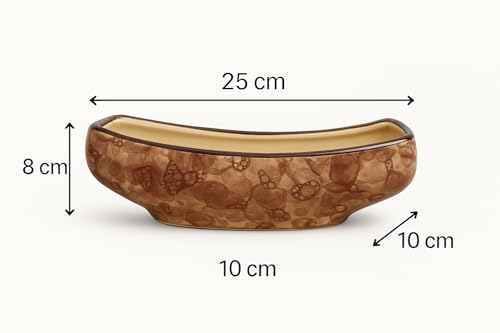 Image of VISIONCRAFTERZ Boat Shaped Ceramic Pot for Plants | Plant NOT Included, Pack of 1, Brown|