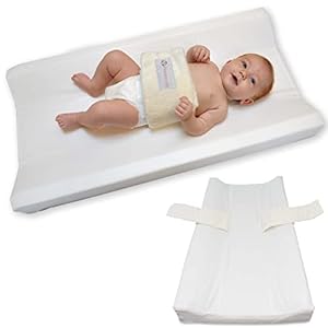 PooPoose Baby Changing Pad with Secure Strap 32″ x 16″, Changing Diaper Mat for Table Dresser Change Station Soft, White