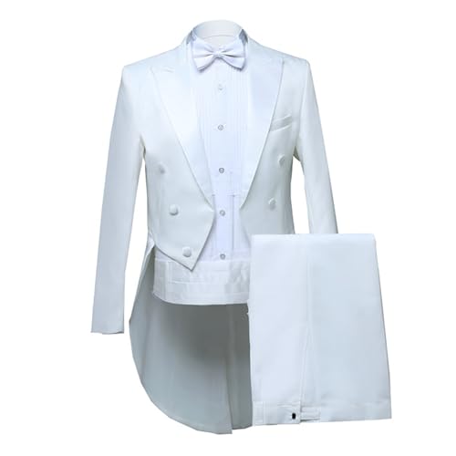 Men Classic 4 Piece Set Tailcoat Tuxedo Shawl Lapel 1 Button Suit Slim Fit Jacket+Pants+Vest+Bow Tie