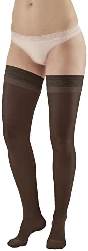 Ames Walker AW Style 8 Sheer Support 20-30mmHg CT Thigh Highs w/Band Black Large