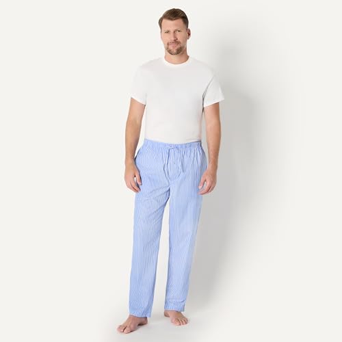 Image of Amazon Essentials Men's Cotton Poplin Straight-Fit Pajama Pants with Pockets, Elastic Waist, Drawstring
