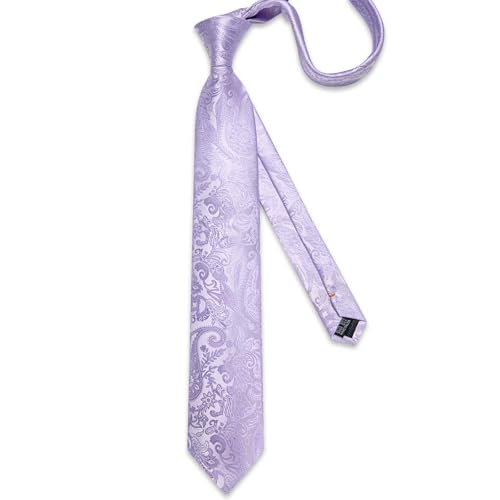 Image of DiBanGu Paisley Ties for Men Silk Necktie and Pocket Square Cufflinks Tie Clip Set Woven Classic Mens Tie for Wedding Party