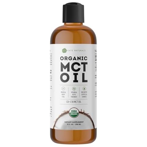 Kate Naturals MCT Oil for Coffee. Pure Coconut MCT C8 and C10 Oil (8oz, Organic, Unflavored) Cover