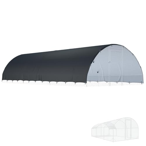 XCZ Chicken coop Cover. Equipped with Spherical Elastic Ropes Suitable for Large Metal Chicken coops with Three Units. Chicken coop Sunshade Cloth Waterproof and Sun-Proof. Only Cover