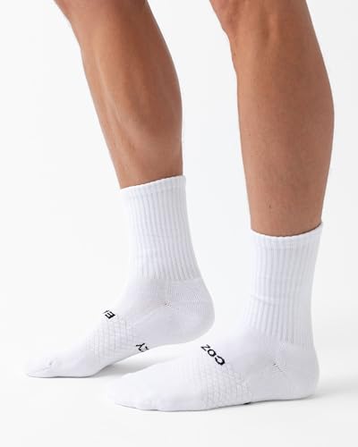 Cozy Earth Essential Calf Socks for Women and Men – Soft Mercerized Cotton Crew Socks 2-Pack Set – Heel & Arch Support3