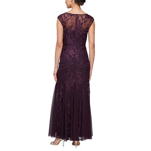 Image of Alex Evenings Women's Long Length Fit and Flare Mother of the Bride Dress with Godet Detail (Petite and Regular Sizes)