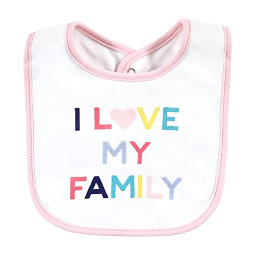 Image of Hudson Baby Unisex Baby Cotton Bibs, Girl Bold Family, One Size