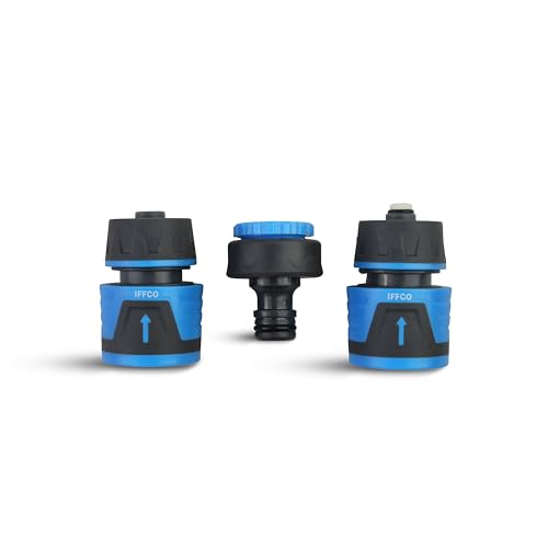 Image of IFFCO Urban Gardens - Hose Connectors - Set of 3 - Garden Water Hose Connector, Spray Nozzle to Hose, Pipe to Pipe Quick Connectors - Durable, Rust Resistance, Leakproof Design