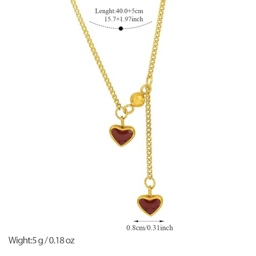 Collier double cœur imperméable qui ne noircit pas pour femme active