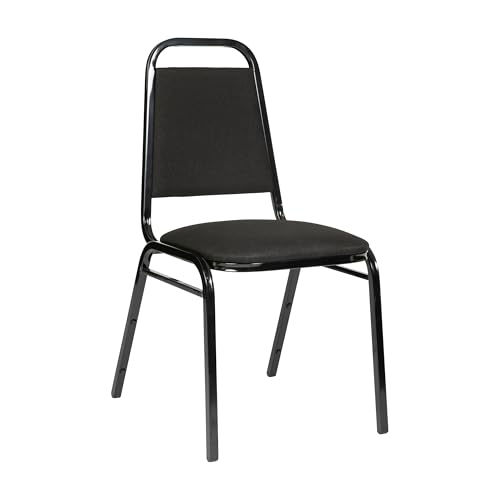 Image of Flash Furniture Hercules Series Trapezoidal Back Stacking Banquet Chair in Black Fabric - Black Frame