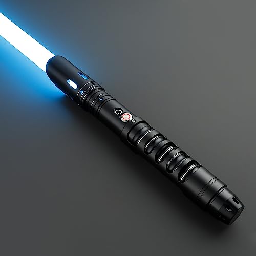 CVCBSER Dueling Lightsaber, 15 Colors Changeable with 12 Mode Sound Effect Premium Metal Handle Sturdy Blade Light Saber (RGB-X-Black)