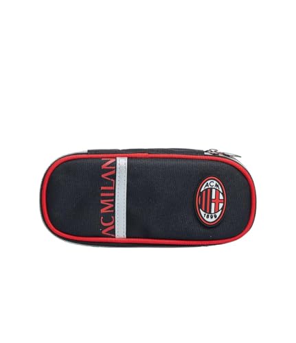 Seven Milan, Bustina Ovale con Elastici Porta Penne Unisex - Bambini, Nero, Taglia Unica