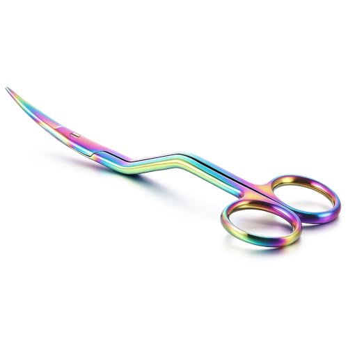 Therwen 6 Bent Handle Curved Embroidery Scissor Appliqu Scissor Rainbow