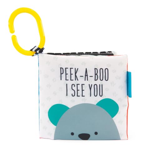 Image of Sassy Peek-a-Boo Activity Book with Attachable Link for On-The-Go Travel, Sensory Play, Black & White, Ages 0+ Months
