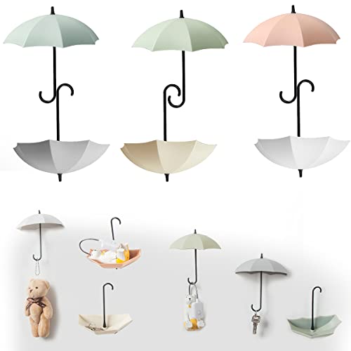 Waldspring Creative Coloré Crochet Mural Parapluie, 6 Pcs Crochets de Mur de Parapluie Créatifs Décoratifs, Parapluie Crochets Autoadhésifs, Crochets Multifonctionnels 6 Couleurs Cover