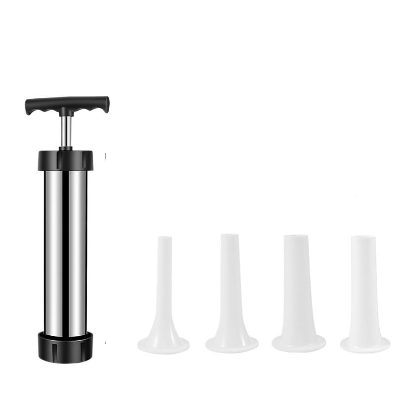 GBSONGLIANGBO Embutidora,Embutidora de Chorizos Embutidora Manual de Salchichas, embutidor de Carne, jeringa de Acero Inoxidable con Carcasa, Cocina, Salchichas caseras Verticales(Stainless Steel)