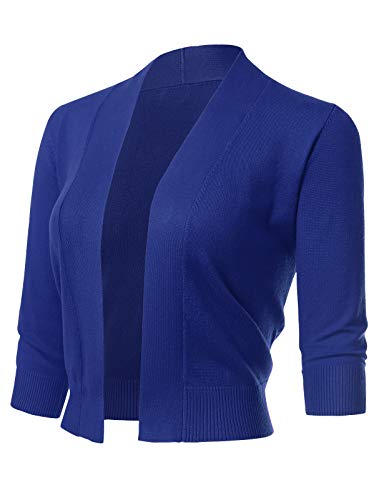 Image of Allsense Women's 3 /4 Sleeve Cropped Shrug Cardigan | Classic Bolero, Open-Front, Lightweight Soft Fine Knit Cover Up