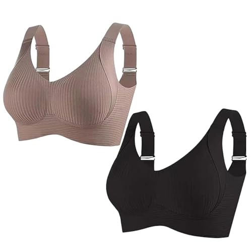 Yifare - Brasier invisibile per donne anziane Brasier di regolazione del supporto a W migliorato, potente reggiseno push-up senza cuciture, 2 pezzi-b, XX-Large