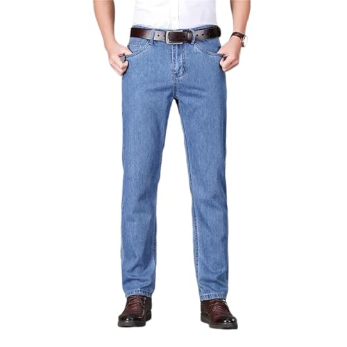 Men's Spring Fall Jeans – Cotton Classic Straight Denim Pants, Business Blue Trousers Plus Size