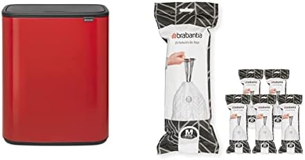 Brabantia Bo Touch Bin - 1 x 60 Litre Inner Bucket (Matt Steel Fingerprint Proof) Waste/Recycling Kitchen Bin with Removable Compartment + Bin Bags