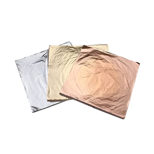 CIMAXIC Craft Imitation Foil 300pcs Silver Foil Sheets Gold Flakes Gilding Imitation Leaf Square Design Metal Material