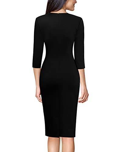 VFSHOW Womens Work Business Square Neck Bodycon Dress Office Retro Elegant Slim Fitted Pencil Sheath Dress2
