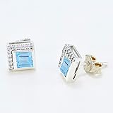 Good Gemstones Sky Blue Blue Topaz 925 Silver Stud Earring - unique jewelry gift for friend - Image 2