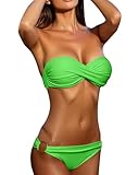 Minetom Maillots de Bain 2 Pièces Femme Été Push Up Bandeau Ensembles Bikini Set Plage Swimsuit Swimwear Beachwear A Vert M