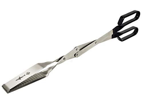 BBQ Tongs - Long Grilling Tongs - Stainless Steel Barbecue Grill Tong w Black Handle - Kitchen Tongs & BBQ Accessory - Grill Tools
