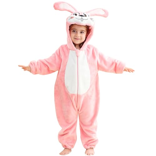 BETTERFUN Baby Animal Romper Toddler Infant Cartoon Jumpsuit Flannel Christmas Outfits 3-4T, Rabbit