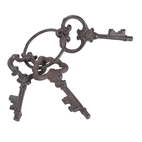 Hananona Vintage Cast Iron Skeleton Key Ring Antique Pirate Treasure Chest Keys Set For Home Decor, Halloween Costume Prop