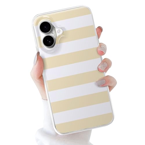 Coque rigide iPhone 16 polycarbonate motif rayures minimaliste jaune