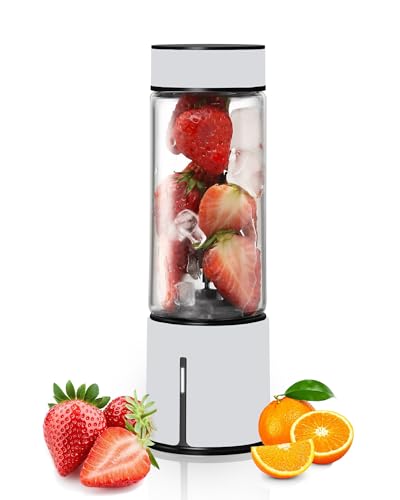 Poroki ミキサー スムージー 氷も砕ける ジューサー 小型 静音 ガラス容器 無臭無味 450ml 6000mAh 278W ハイパワー 30000RPM 高速回転 1台多役 6枚刃 スムージー ブレンダー 野菜 果物 ジュース 離乳食用 栄養補充 洗いやすい 持ち運び そのまま飲める 学校 アウトドア 旅行 出張 オフィス ギフト 贈り物 プレゼント 日本語取扱説明書の商品画像（Amazon）