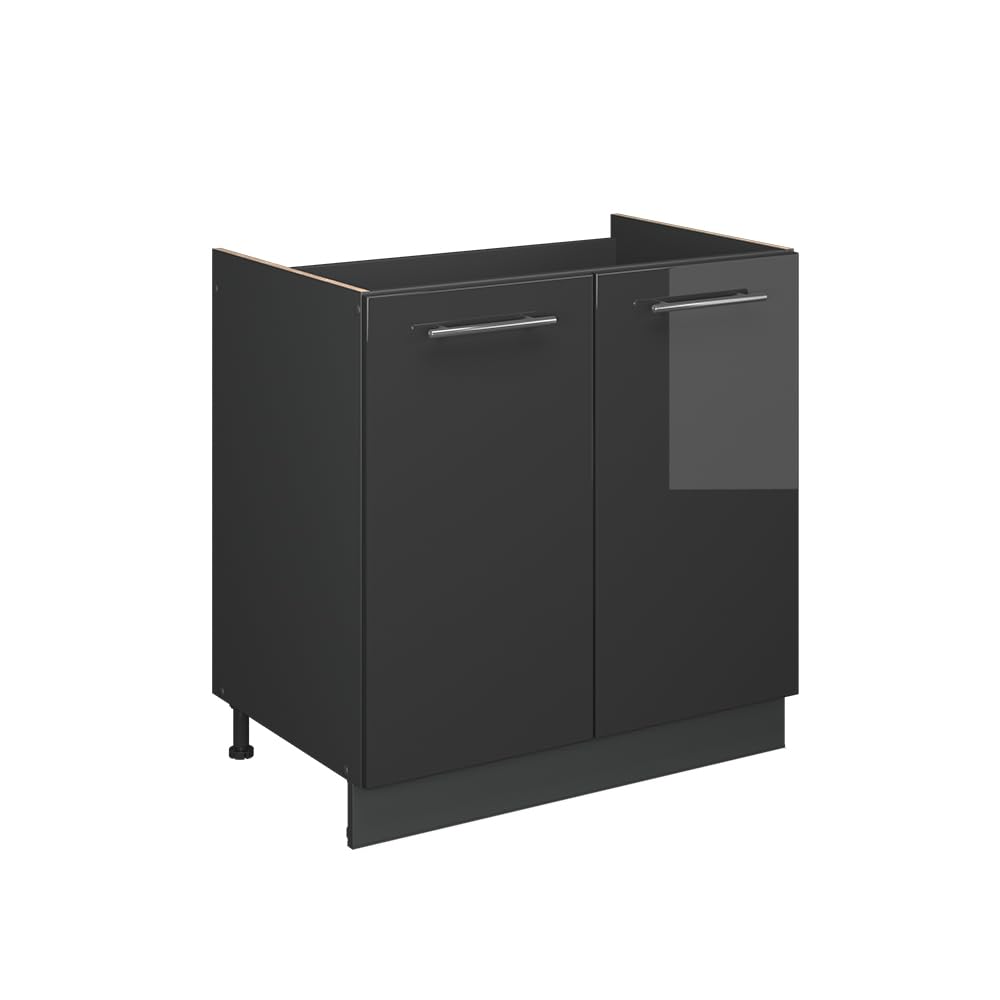 Vicco Sink base cabinet Fame-Line, Anthracite high gloss, 80 cm