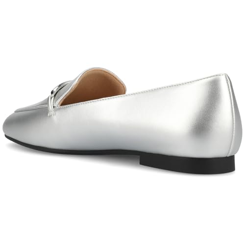 Image of Journee Womens Loafer Flat Notched Topline Square Toe Slip-On Block Heel - Wrenn Casual Dress Shoe